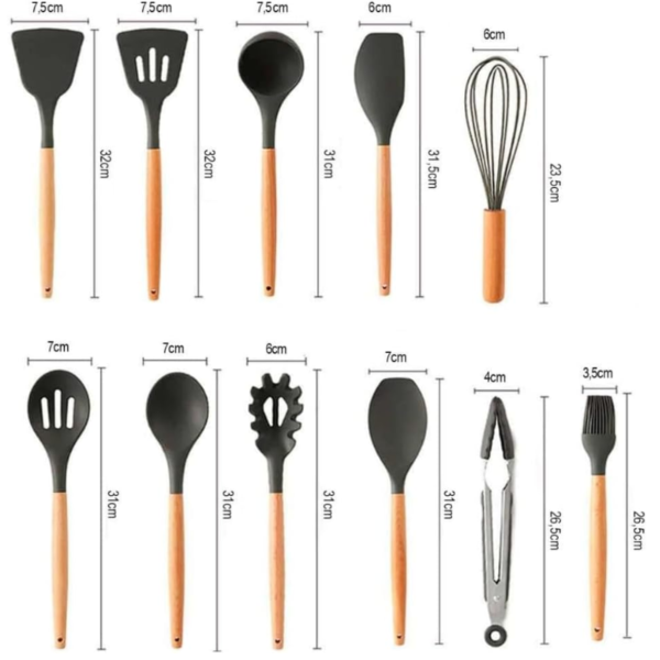 Kit Com 12 Utensílios De Cozinha Silicone - Image 2